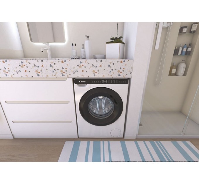 Стиральная машина Candy фронтальная, 5кг, 1200, A+++, 44см, дисплей, инвертор, люк черный, высота 70см, белый