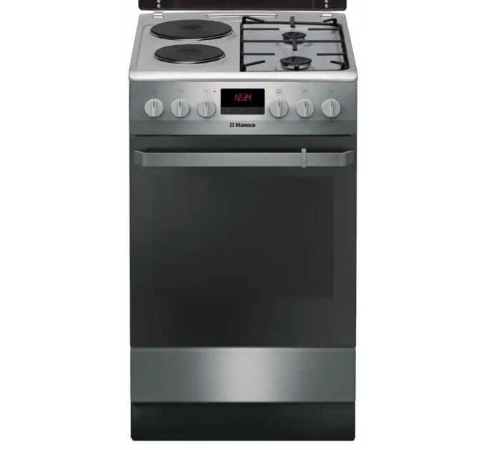 Плита Hansa с комби. вар. пов., 50х60см, 62л, эмаль, газ контр., дисплей, нержавеющая сталь