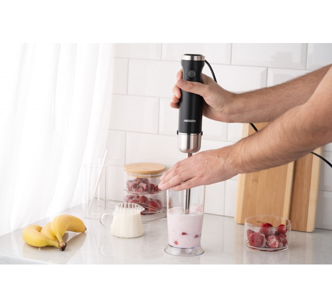 Блендер ARDESTO заглибний 600Вт, чаша-600мл, вінчик для взбивання, чорно-сріблястий