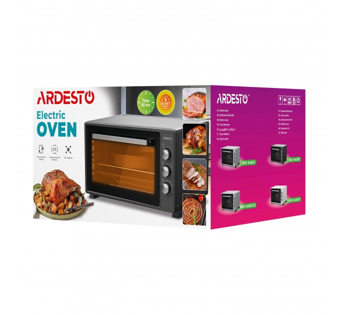 Печь электрическая ARDESTO, 48л, 1700Вт, механич., конвенция, двойное стекло, вертел, серый