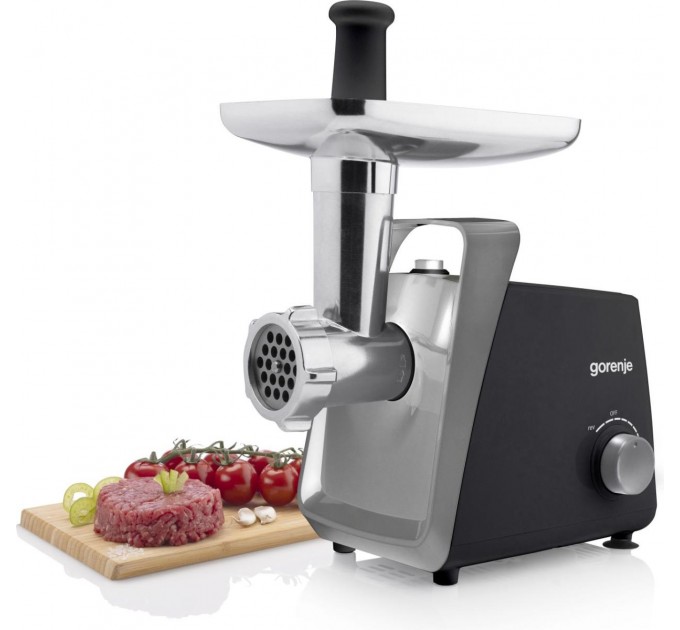 М'ясорубка Gorenje, 1600Вт, 2,2кг/хв, 2 решітки, пластик+метал, чорний