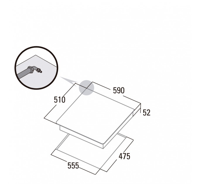 Варильна поверхня Cata газова на склі, 60см, чавун, CCI 6031 BK, чорний