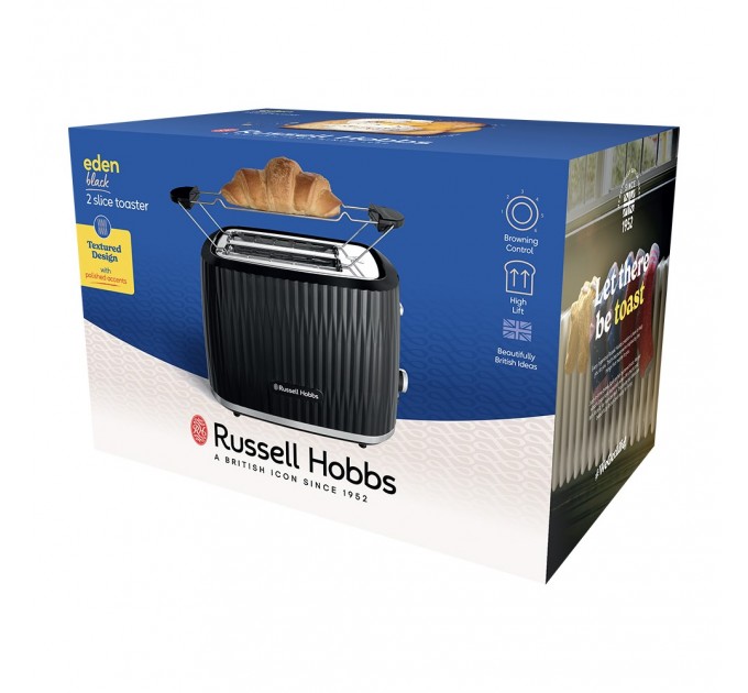 Тостер Russell Hobbs Eden 800Вт, пластик, підігрів,разморозка, чорний