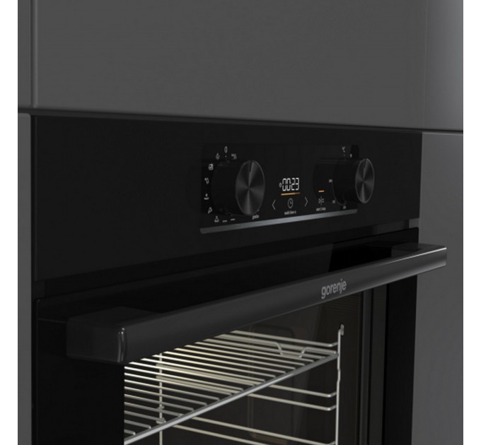 Духовой шкаф Gorenje электрический, 77л, A+, дисплей, IconLed, пиролиз, черный