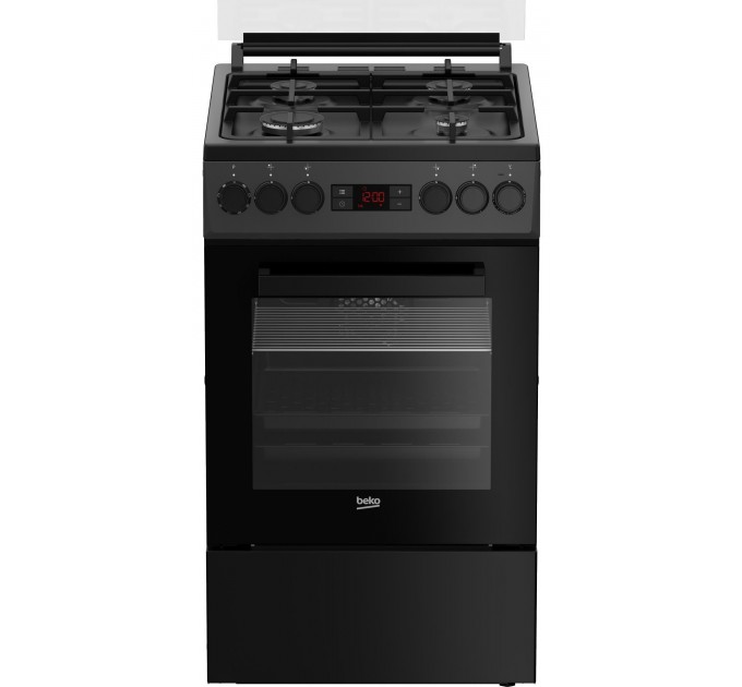 Плита Beko комби, 60л, 50x60см, дисплей, конвекция, чугун, черный