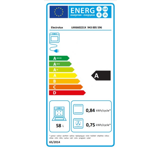 Плита Electrolux комбинированная, 58л, 60x60см, дисплей, конвекция, пар, нерж