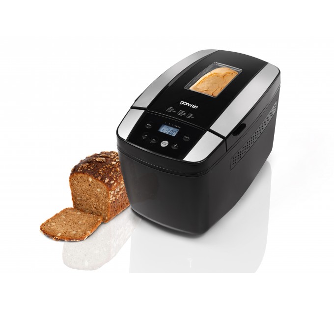 Хлебопечка Gorenje 800Вт, программ-12, макс.вес -1.2кг, форма прямоугольник, пластик, черный
