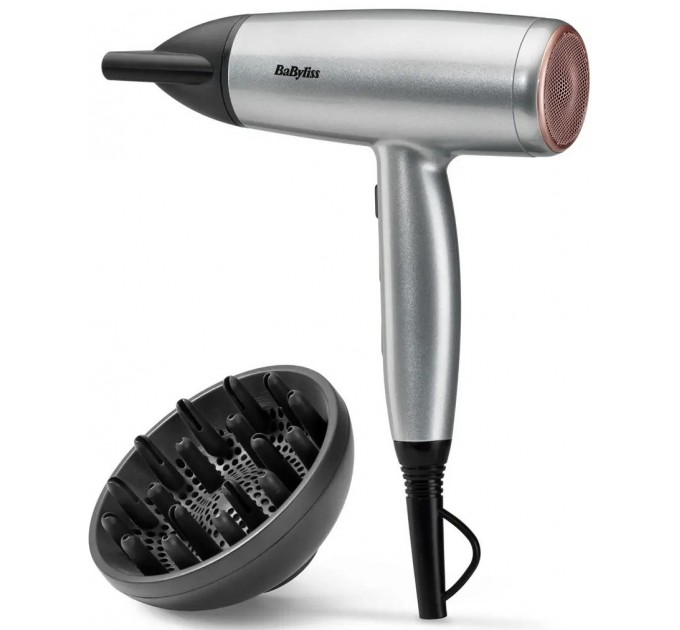 Фен Babyliss Cosmos, 2100Вт, режимов-2, ионизиция, хол. обдув, 2 насадки, серый