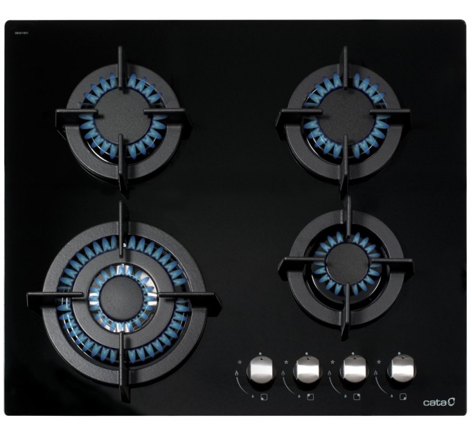 Варильна поверхня Cata газова на склі, 60см, чавун, CCI 6031 BK, чорний