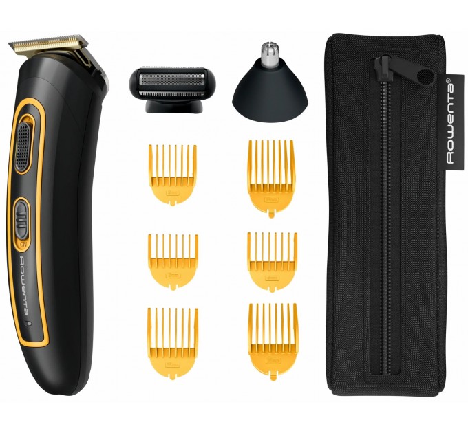 Триммер Rowenta Sport Collection для головы и тела, сеть+акум., роторный мотор, насадок-18, чехол, титан.напыл., черный