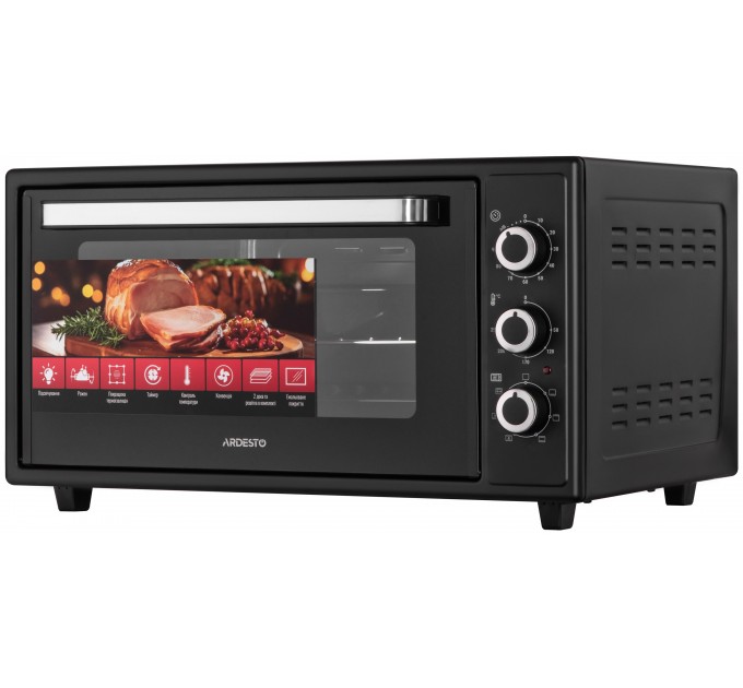 Печь электрическая ARDESTO, 48л, 1600Вт, механич., конвенция, вертел, черный
