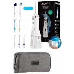 Ирригатор ARDESTO портативний, чаша 300 мл, Li-ion аккум. в компл., чехол, 7 насадок, белый