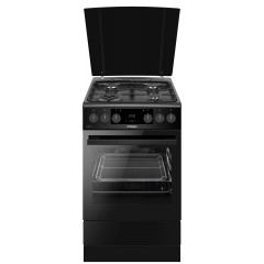 Плита Hansa комби, 65л, 50x60см, дисплей, конвекция, чугун, черный