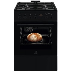 Плита Electrolux комбинированная, 58л, 60x60см, дисплей, конвекция, чугун, пар, черный