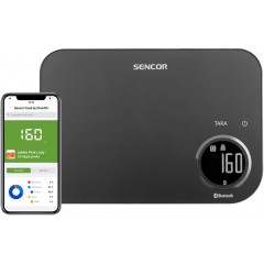Ваги Sencor кухонні, 8кг, підключення до смартфону, AAAx2, пластик, чорний