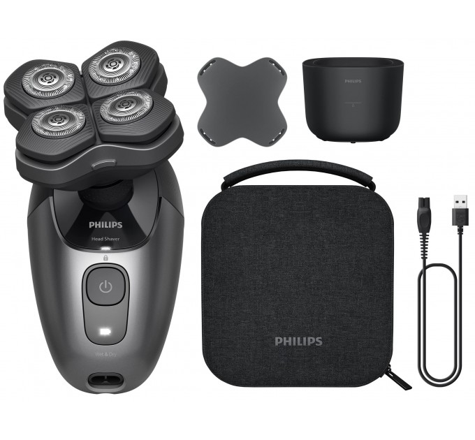 Бритва електр. для головы Philips Pro Series 7000, бритв.головок-4, Li-Ion, сух.+влажн., кейс для хран., сталь, черный