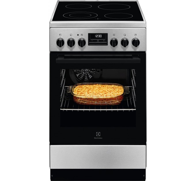 Плита Electrolux електрична склокерамічна, 57л, 50x60см, дисплей, конвекція, нерж
