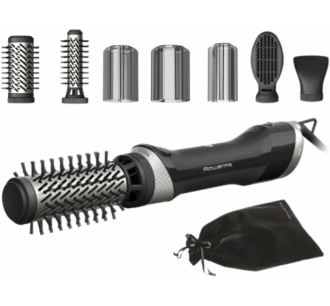 Фен-щетка Rowenta Renewal Brush Active, 1000Вт, режимов-3, иониз-я, хол. обдув, вращ. насадка, керамика, черный