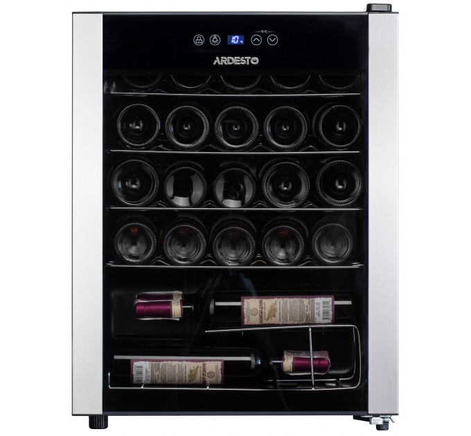 Холодильник ARDESTO для вина, 64.2x48х44, мороз.отд.-66л, зон - 1, бут-24, ST, диспл внутр., черный