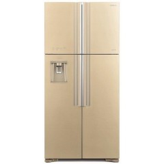 Холодильник Hitachi многодверный, 184x86х75, холод.отд.-396л, мороз.отд.-144л, 4дв., А+, NF, инв., зона нулевая, диспенсер, бежевый (стекло)