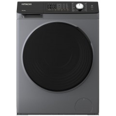 Пральна машина Hitachi фронтальна, 8кг, 1400, A+++, 60см, дисплей, пара, інвертор, люк чорний, cріблястий