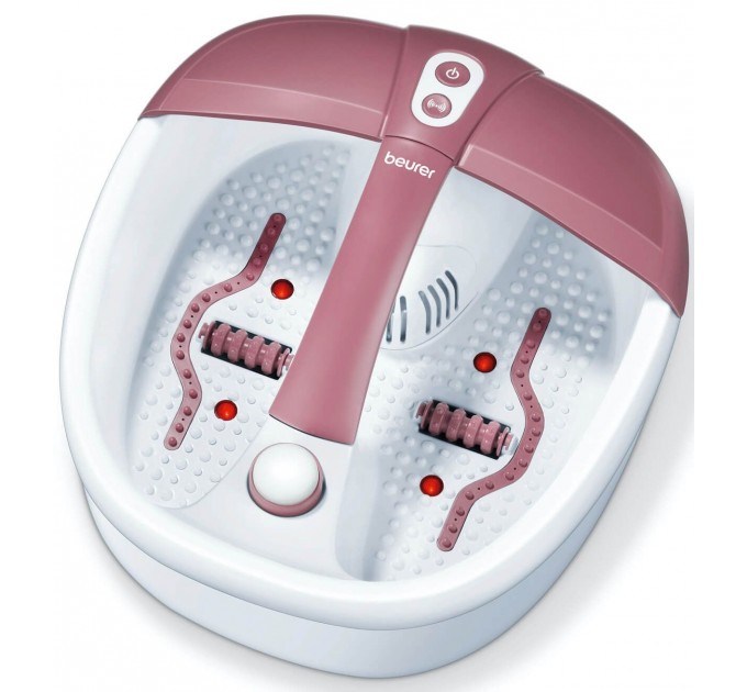 Массажная ванночка Beurer для ног, от сети , 3 насадки, поддерж. температуры воды, ароматерапия, бело-розовый
