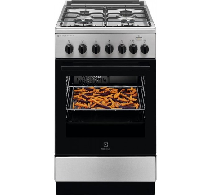 Плита Electrolux комбинированная, 58л, 50x60см, конвекция, пар, нерж