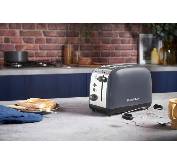 Тостер Russell Hobbs Colours Plus 1600Вт, подогрев, разморозка, металл, серый