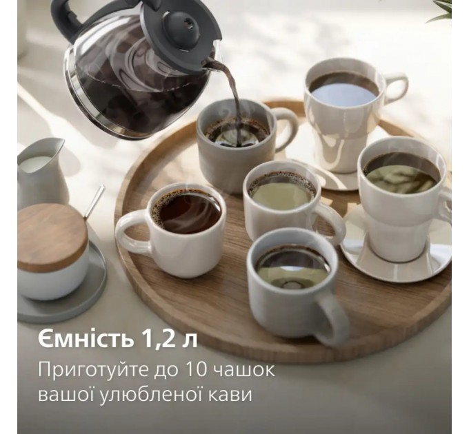 Кофеварка Philips Essentials Collection, 1.38л, молотый, поддержка температуры, темно серый