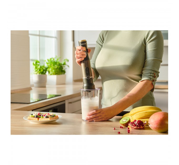 Блендер Sencor погружной 1200Вт, 6в1, чаша-800мл, вспениватель молока, черный