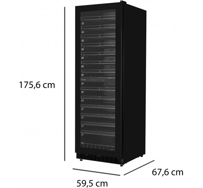 Холодильник Philco для вина,176x60x68, холод.отд.-418л, зон - 2, бут-131, диспл, подсветка, черный