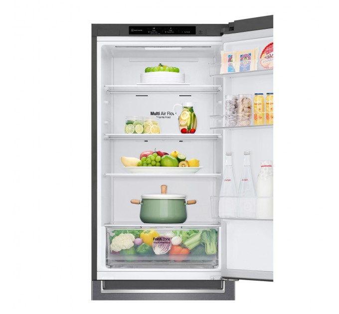 Холодильник LG с нижн. мороз., 186x60х68, холод.отд.-234л, мороз.отд.-107л, 2дв., E, NF, инв., диспл внутр., зона св-ти, серый темный