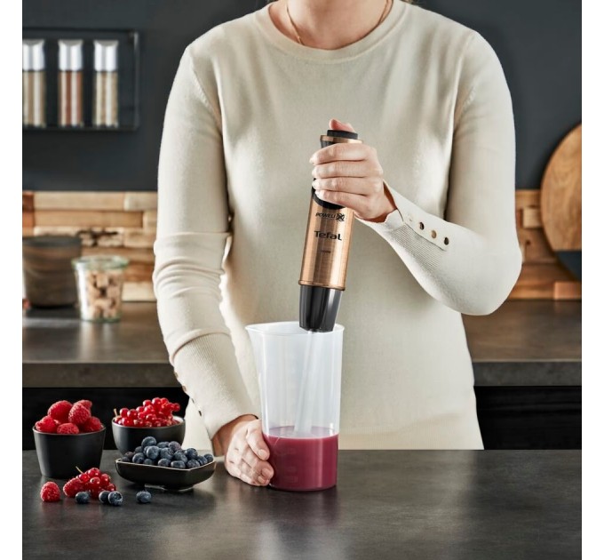 Блендер Tefal погружной Quickchef 1000Вт, 3в1, чаша-800мл, чопер-500мл, турборежим, бронзово-черный