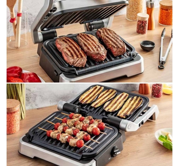 Гриль Tefal прижимной OptiGrll 2100Вт, темп. режимов-4, съёмные пластины, металл