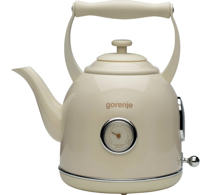 Электрочайник Gorenje 1.7л, 2200Вт, strix контроль, пластик/металл, бежевый