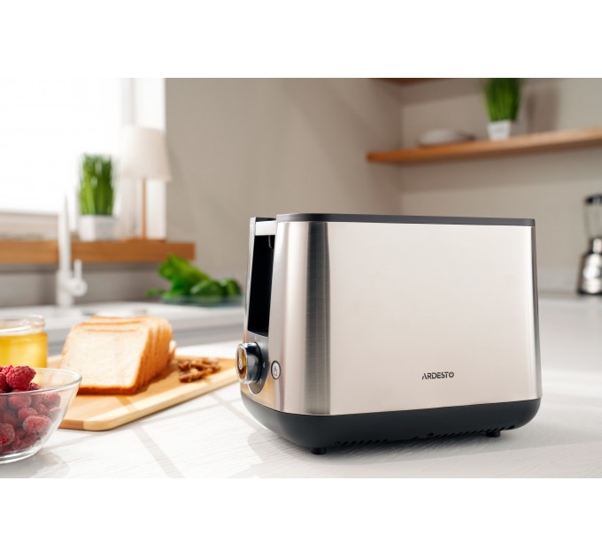 Тостер ARDESTO Steel Collection 800Вт, металл/пластик, серебристый-черный