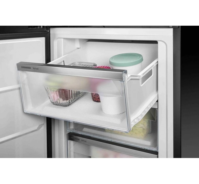 Холодильник Liebherr SBS, 185.5x119.4х67.5, холод.отд.-398л, мороз.отд.-271л, 2дв., A++, NF, диспл внутр., черный