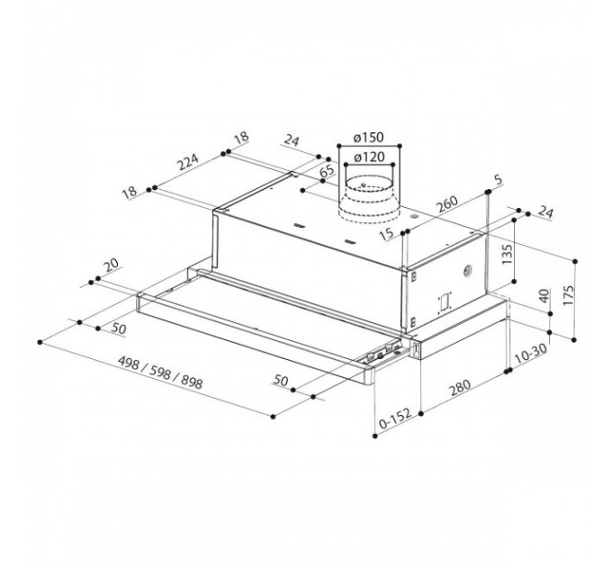Вытяжка Faber телескопическая, 60см, 701м.куб/ч, Flexa Ng Hip Bk A60, черный