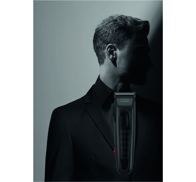 Машинка для стрижки Rowenta KARL LAGERFELD Perfect Line, сеть+акум., роторн. мотор, насадок-6, сталь, черный