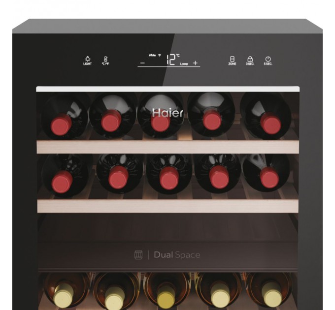 Холодильник Haier для вина, 82x49.7х58.5, холод.отд.-106л, зон - 2, бут-42, ST, дисплей, черный
