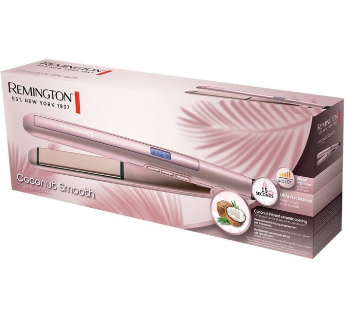 Випрямитель Remington Coconut Smooth, 47Вт, темп.режимов-9, 150-230С, дисплей, керамика, розовый