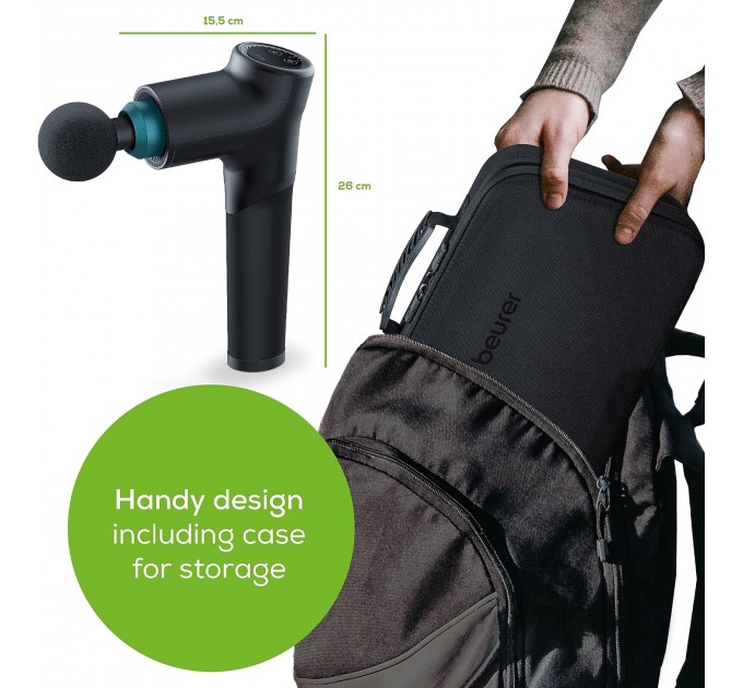 Масажер Beurer для тіла, літій- іонний акум., фасціальний, 5 насадок, чорний