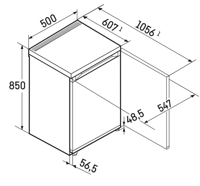 Холодильник Liebherr однокамерный 85x50x60.7, холод.отд.-85л, мороз.отд.-13л, 1 дв., A++, белый
