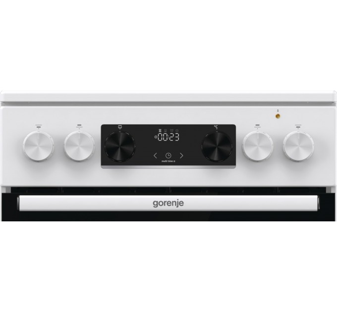 Плита Gorenje электрическая стеклокерамическая, 70л, 50x60см, дисплей, приготовление с паром, программатор, белый