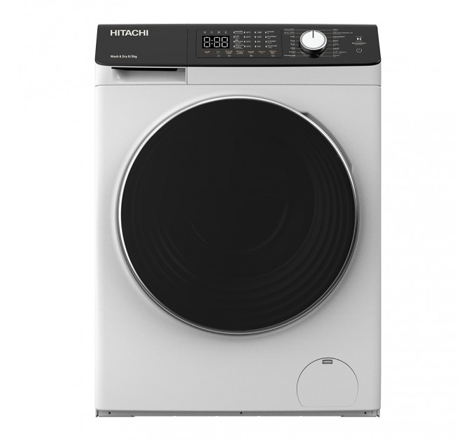 Стирально-сушильная машина Hitachi фронтальная, 8(5)кг, 1400, A, 60см, дисплей, пар, инвертор, белый