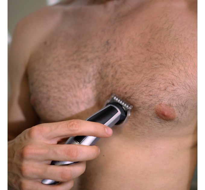 Набір для стрижки Babyliss, для бороди, вусів, голови, носа і тіла, акум., вібраційний мотор, насадок-8, чохол, сталь, сірий