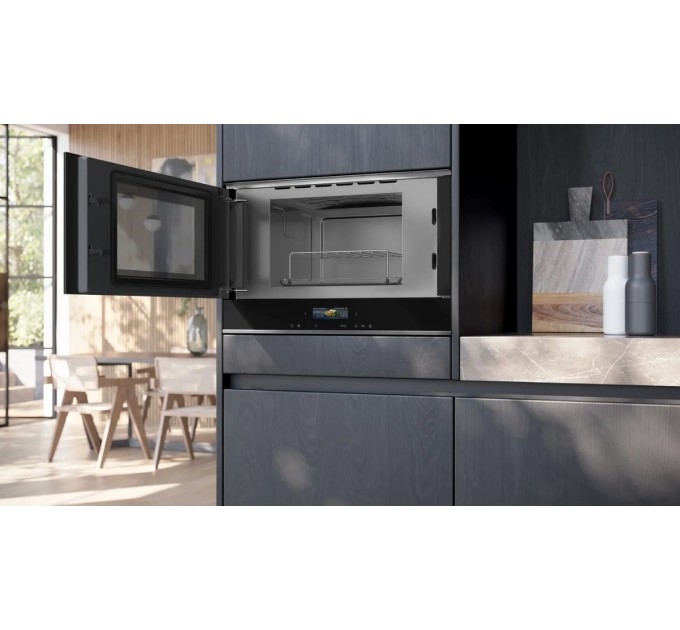 Микроволновая печь Siemens встраиваемая, 21л, электронное управление, 900Вт, гриль, дисплей, черный