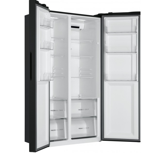 Холодильник Haier SBS, 177.5x91х64.7, холод.відд.-337л, мороз.відд.-177л, 2дв., А++, NF, інв., дисплей, чорний