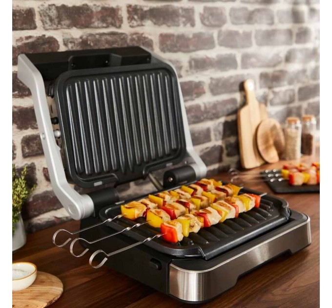Гриль Tefal прижимной OptiGrll 2100Вт, темп. режимов-4, съёмные пластины, металл