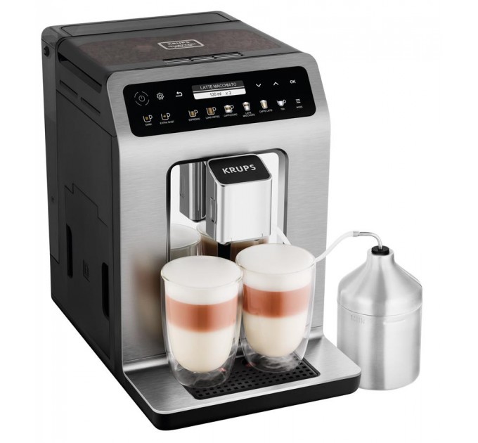 Кофемашина Krups Evidence 2.3л, зерно, автомат.капучинатор, OLED диспл, авторецептов - 19, серо - черный